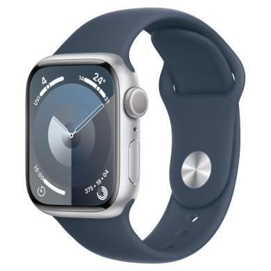 Apple Watch Series 9 Aluminiumgehäuse silber 41mm Sportarmband sturmblau M/L (GPS)