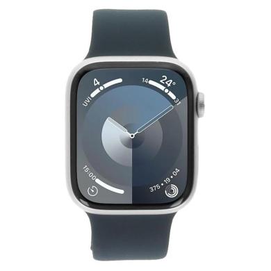 Apple Watch Series 9 Aluminiumgehäuse silber 45mm Sportarmband sturmblau S/M (GPS)
