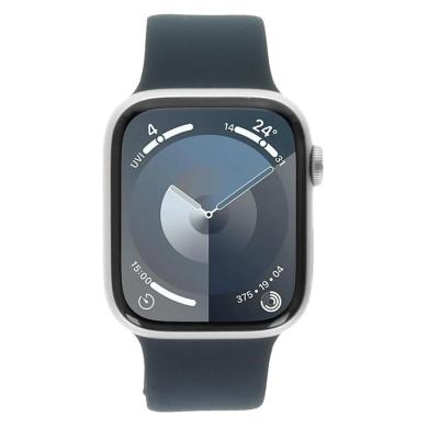 Apple Watch Series 9 Aluminiumgehäuse silber 45mm Sportarmband sturmblau M/L (GPS + Cellular)