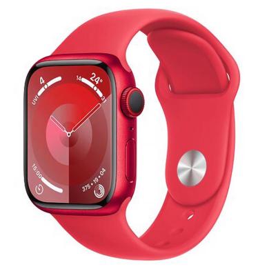 Apple Watch Series 9 Aluminiumgehäuse rot 41mm Sportarmband rot M/L (GPS + Cellular)