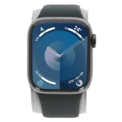 Apple Watch Series 9 Edelstahlgehäuse graphit 41mm Sportarmband mitternacht S/M (GPS + Cellular)