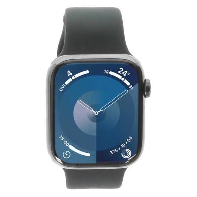 Apple Watch Series 9 Edelstahlgehäuse graphit 45mm Sportarmband mitternacht M/L (GPS + Cellular)
