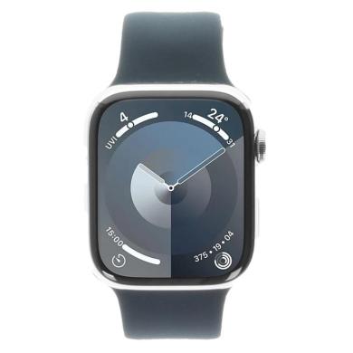 Apple Watch Series 9 Caja de acero inoxidable plata 45mm Correa deportiva azul tormenta M/L (GPS + Celular)