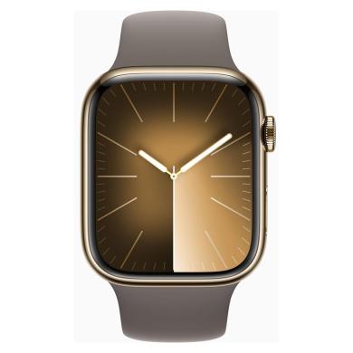 Apple Watch Series 9 Acciaio inossidabile gold 45mm Cinturino Sport grigio creta S/M (GPS + Cellular) - Ricondizionato - Come nuovo - Grade A+