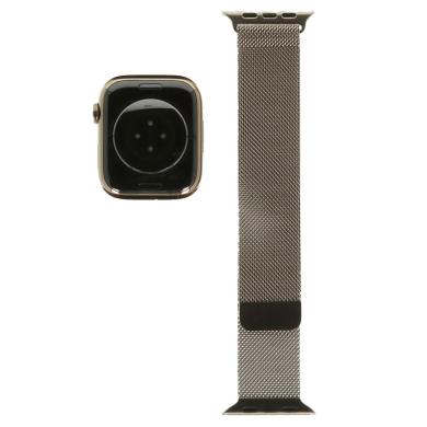 Apple Watch Series 9 Edelstahlgehäuse gold 45mm Milanaise-Armband gold (GPS + Cellular)