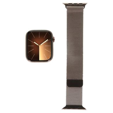Apple Watch Series 9 Edelstahlgehäuse gold 45mm Milanaise-Armband gold (GPS + Cellular)