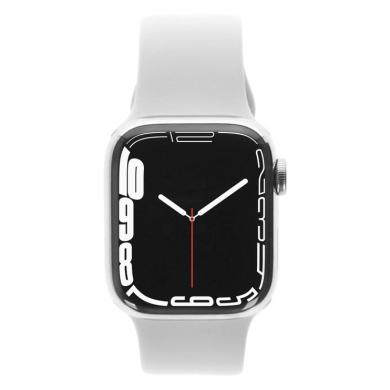 Apple Watch Series 7 Edelstahlgehäuse silber 41mm Sportarmband weiß (GPS + Cellular)
