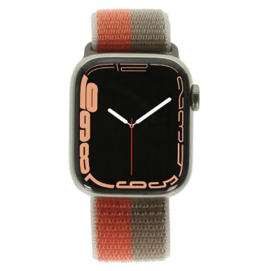 Apple Watch Series 7 Edelstahlgehäuse gold 41mm Sport Loop pink pomelo/mandel (GPS + Cellular)