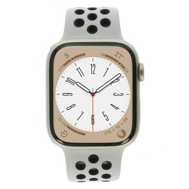 Apple Watch Series 8 Aluminium lumière stellaire 45mm Sport Loop sommet blanc/noir (GPS + Cellular)