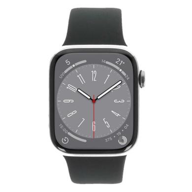 Apple Watch Series 8 Acier inoxydable argent 45mm Bracelet Sport bleu de minuit (GPS + Cellular)