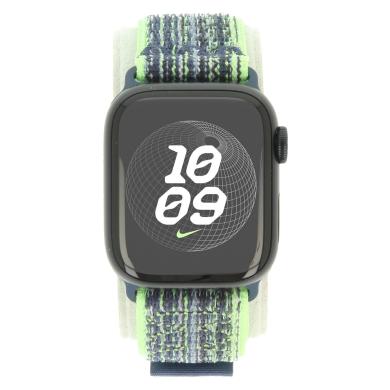 Apple Watch Series 9 Caja de aluminio medianoche 41mm Nike Sport Loop bright verde/azul (GPS)