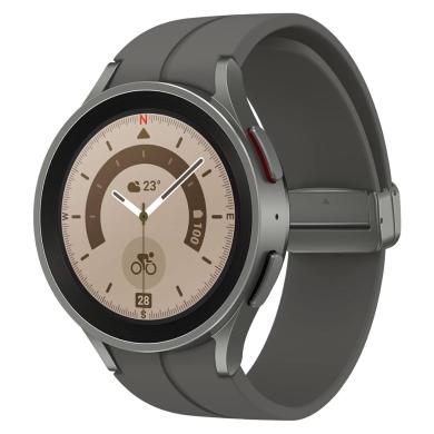 Samsung Galaxy Watch5 Pro grey titanium 45mm LTE Cinturino moderno in pelle nero - Ricondizionato - Come nuovo - Grade A+