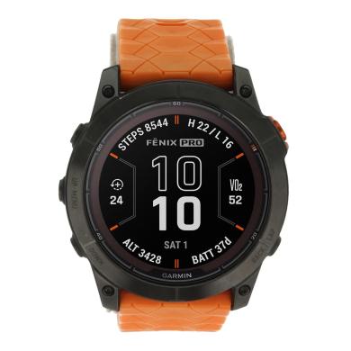 Garmin Fenix ​​​​7X Pro Sapphire Solar negro/gris carbón correa silicona titanio naranja - Reacondicionado: muy bueno | 30 meses de garantía | Envío gratuito