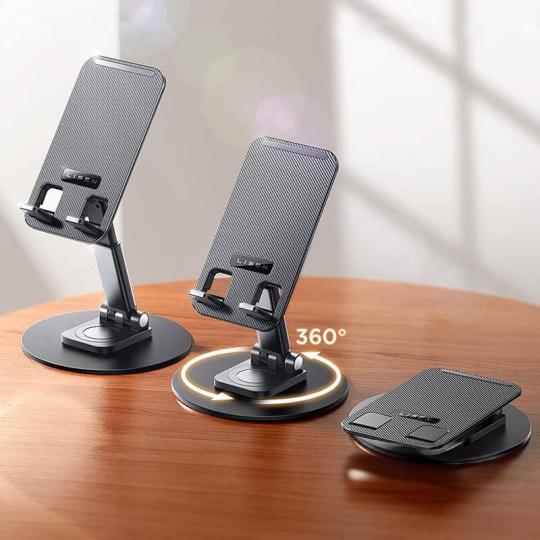 asgoodasnew Supporto per cellulare - Regolabile, pieghevole e ruotabile a 360°, nero (ID21942)