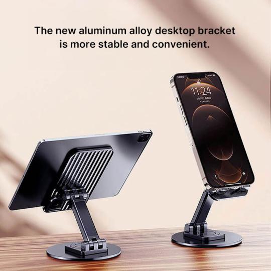 asgoodasnew Supporto per cellulare - Regolabile, pieghevole e ruotabile a 360°, nero (ID21942)