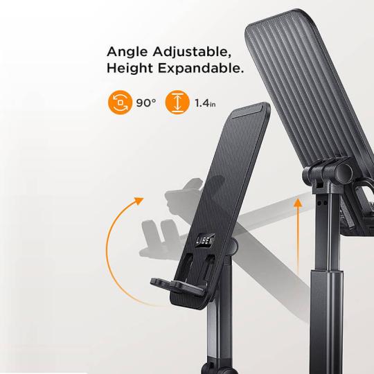 asgoodasnew Supporto per cellulare - Regolabile, pieghevole e ruotabile a 360°, nero (ID21942)