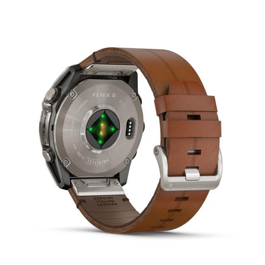 Garmin Fenix 8 AMOLED Sapphire 51mm graphit/titanium titan Leder-Armband braun (010-02905-40)