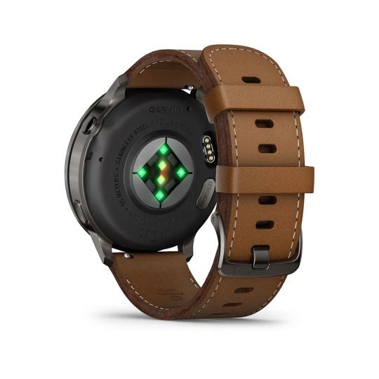 Garmin Venu 4 45mm schwarz/schiefergrau Leder-Armband marron (010-03014-03)