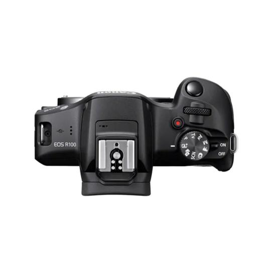 Canon EOS R100 con obiettivo RF-S 18-45mm 1:4.5-6.3 IS STM + RF-S 55-210mm 1:5-7.1 IS STM nero