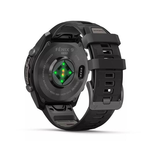 Garmin Fenix 9 Pro inReach 47mm gris charbon DLC titane avec Bracelet en silicone noir/gris (010-04336-11) 64Go