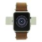Apple Watch (Gen. 1) 42mm acero inoxidable negro espacial con clásica pulsera de cuero marrón acero inoxidable plateado buen estado