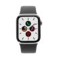 Apple Watch Series 5 Edelstahlgehäuse silber 40mm Sportarmband schwarz (GPS + Cellular)