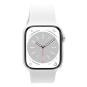 Apple Watch Series 8 Aluminiumgehäuse silber 41mm mit Sportarmband weiß (GPS + Cellular) silber